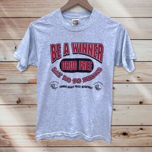 Vintage Fruit of the Loom Shirt Men S Gray No To Drugs Graphic Single Stitch 90s